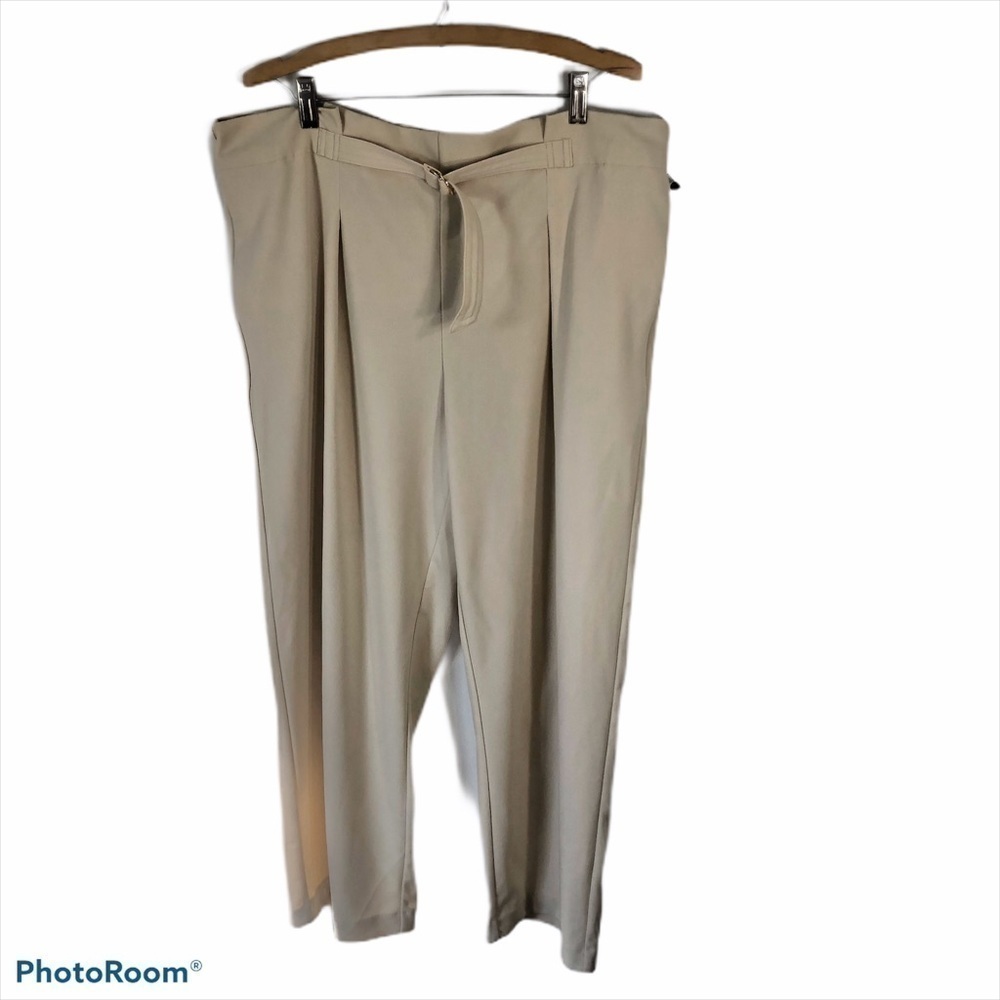 DKNY Tan Ruffle Waist Dress Pants NWT XL Women’s Career Belted